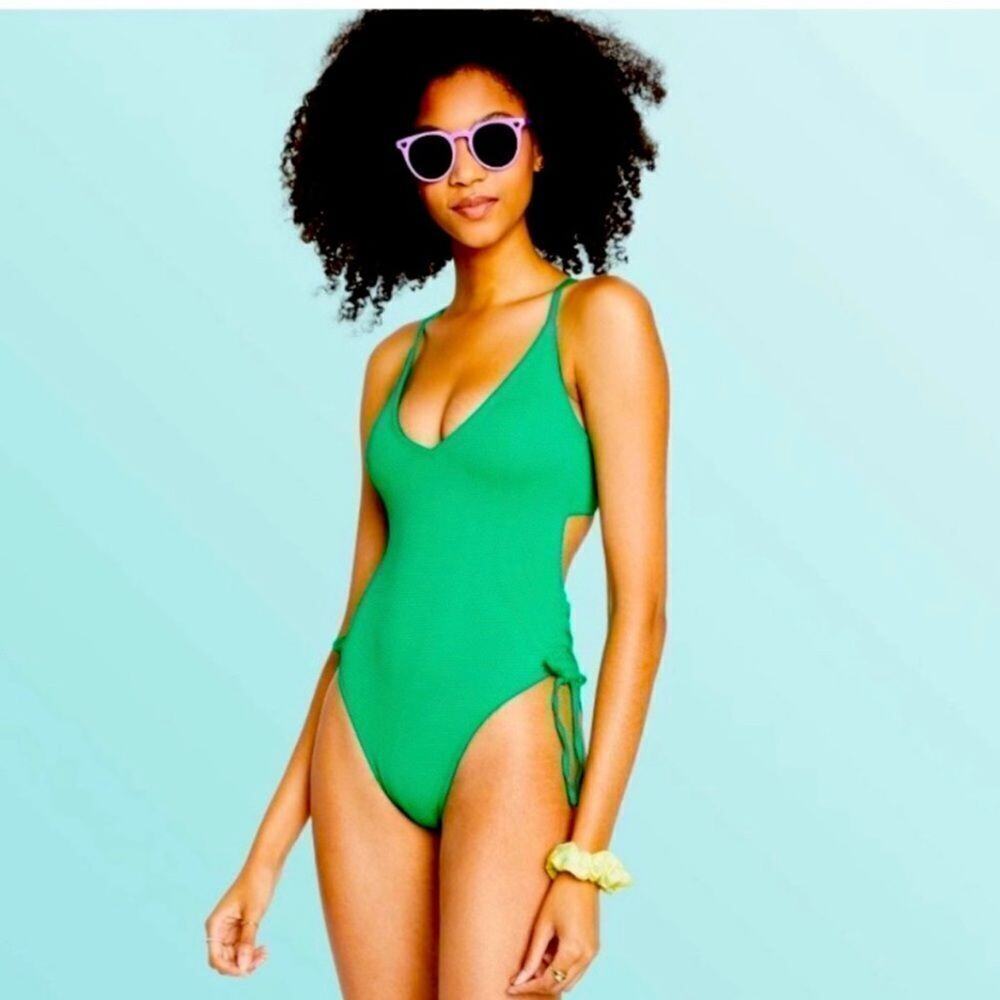 Target x Stoney Clover Lane Cheeky V Neck Green One Piece Strappy Swimsuit XXS